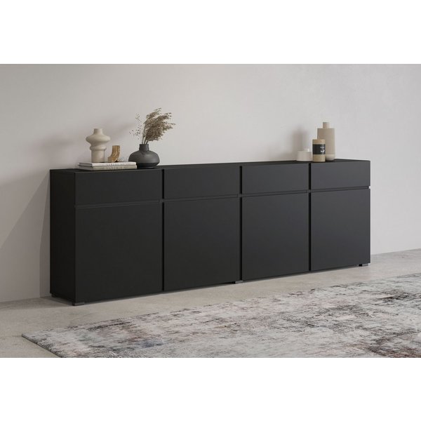 OTTO home Sideboard Cross,Breite 225 cm, moderne grifflose Kommode,4 Türen/4 Schubkästen, Schubladenschrank mit viel Stauraum, Einlegeböden verstellbar
