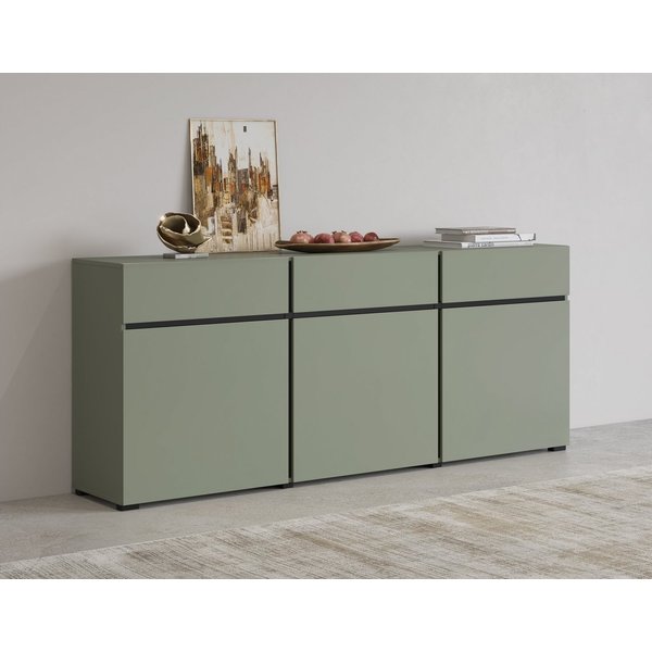 OTTO home Sideboard Cross,Breite 180 cm, moderne grifflose Kommode,3 Türen/3 Schubkästen, Schubladenschrank mit viel Stauraum, Einlegeböden verstellbar
