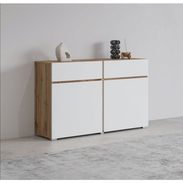 OTTO home Sideboard Cross,Breite 119,5 cm, moderne grifflose Kommode,2 Türen/2 Schubkästen, Schubladenschrank,Anrichte mit viel Stauraum, Einlegeböden verstellb