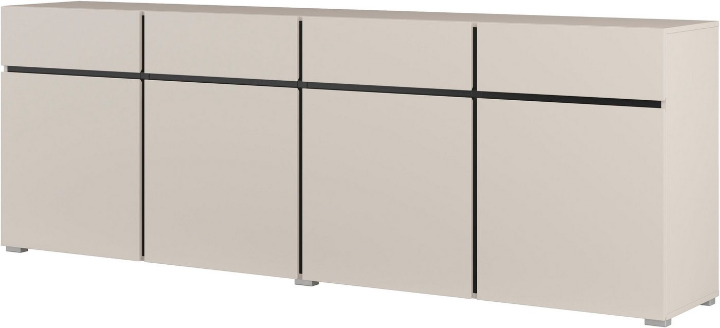 OTTO home Sideboard Cross,Breite 225 cm, moderne grifflose Kommode,4 Türen/4 Schubkästen, Schubladenschrank mit viel Stauraum, Einlegeböden verstellbar – Bild 2 von 5