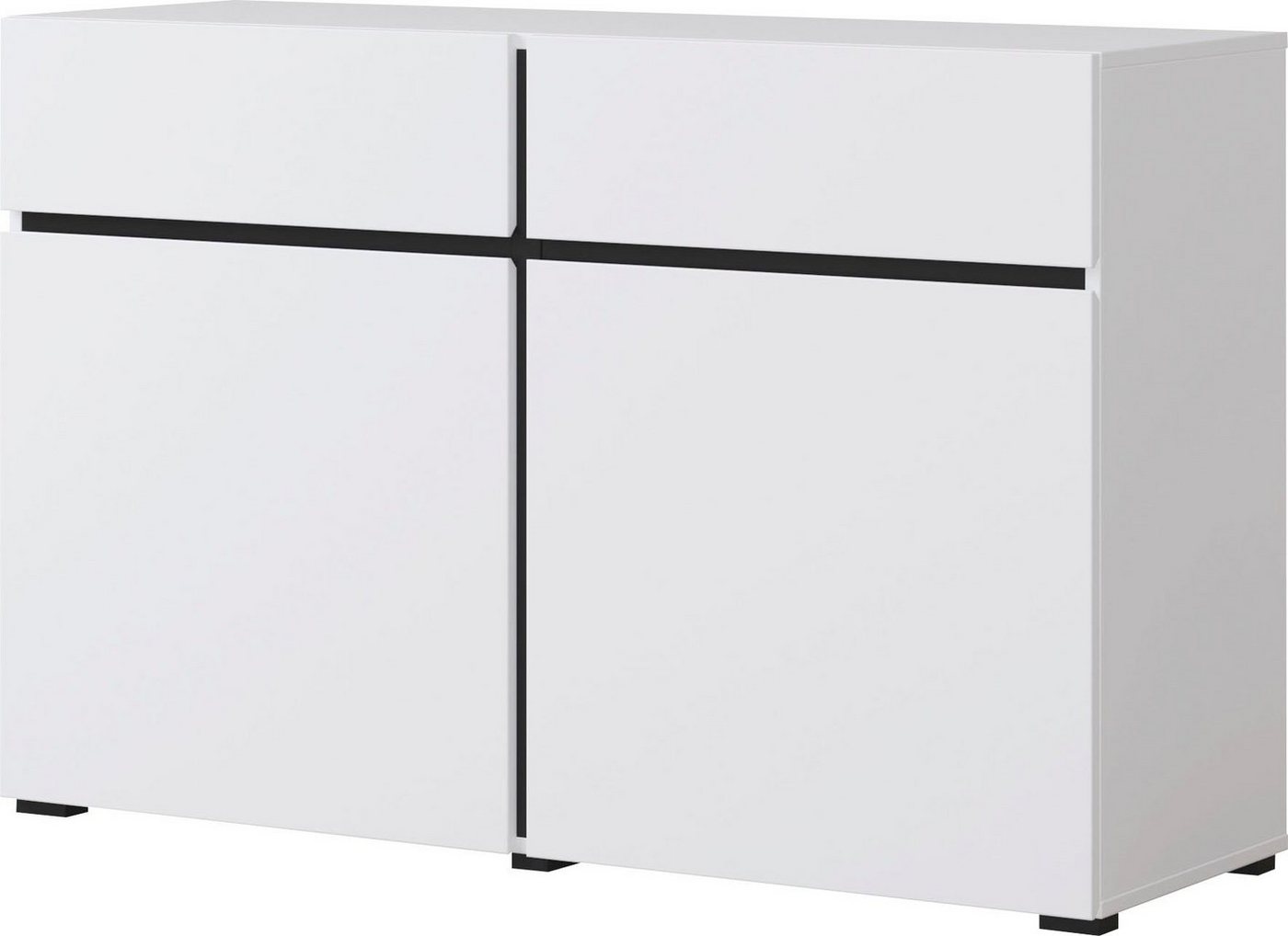 OTTO home Sideboard Cross,Breite 119,5 cm, moderne grifflose Kommode,2 Türen/2 Schubkästen, Schubladenschrank,Anrichte mit viel Stauraum, Einlegeböden verstellb – Bild 2 von 5