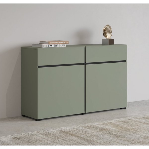 OTTO home Sideboard Cross,Breite 119,5 cm, moderne grifflose Kommode,2 Türen/2 Schubkästen, Schubladenschrank,Anrichte mit viel Stauraum, Einlegeböden verstellb