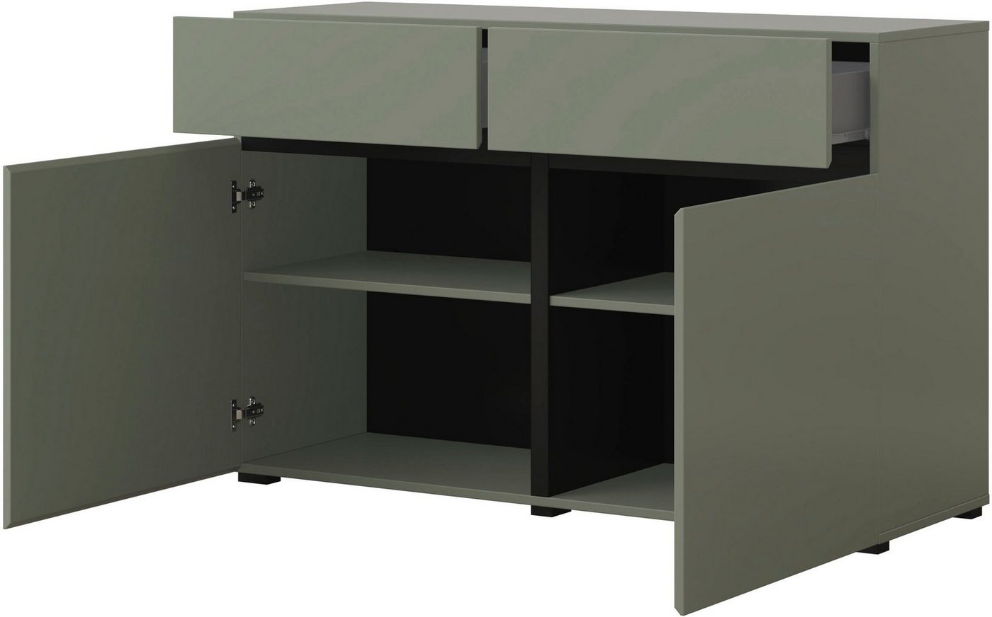 OTTO home Sideboard Cross,Breite 119,5 cm, moderne grifflose Kommode,2 Türen/2 Schubkästen, Schubladenschrank,Anrichte mit viel Stauraum, Einlegeböden verstellb – Bild 5 von 5