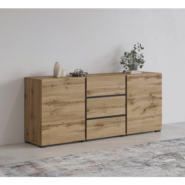OTTO home Sideboard Cross, Breite 150 cm, moderne grifflose Kommode, 2Türen/3 Schubkästen, Schubladenkommode mit viel Stauraum, Einlegeböden verstellbar