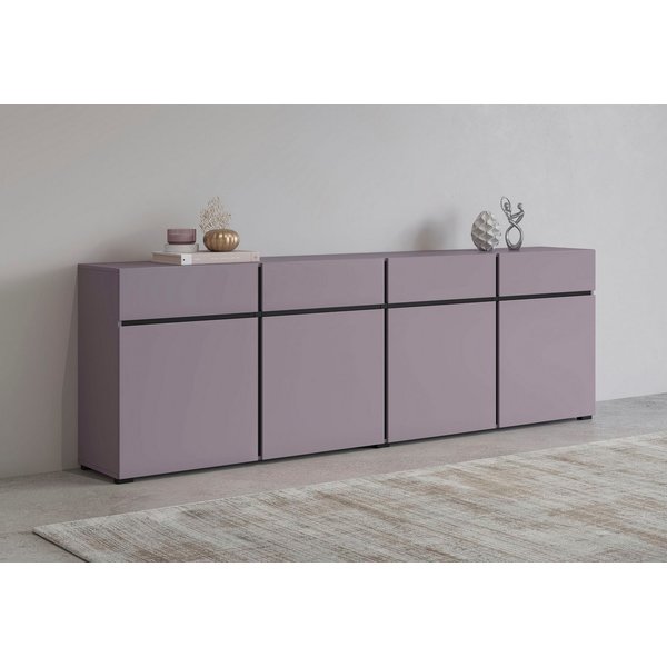 OTTO home Sideboard Cross,Breite 225 cm, moderne grifflose Kommode,4 Türen/4 Schubkästen, Schubladenschrank mit viel Stauraum, Einlegeböden verstellbar