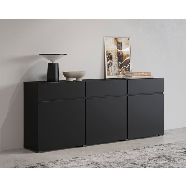 OTTO home Sideboard Cross,Breite 180 cm, moderne grifflose Kommode,3 Türen/3 Schubkästen, Schubladenschrank mit viel Stauraum, Einlegeböden verstellbar
