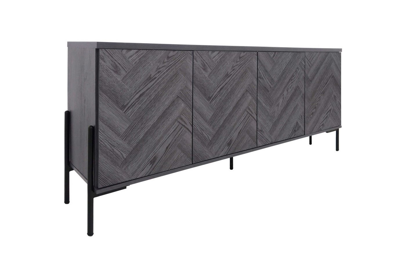 OTTO home Sideboard Eadwine, Kommode, Push-to-open, Türen mit Fischgräten Muster, Breite 175 cm – Bild 4 von 5