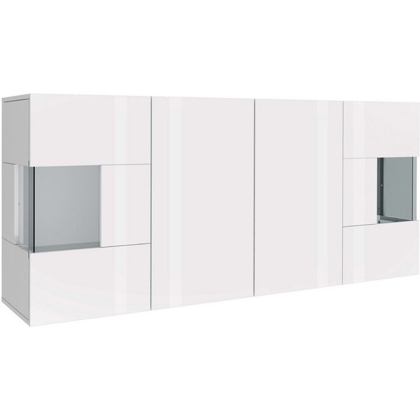 OTTO home Sideboard Egypt, Kommode, Schrank, Kredenz, Vitrine grifflos, 4 Türen davon 2 mit Glaseinsatz, kompl. Hochglanz lackiert, Breite 180