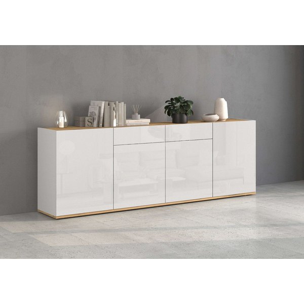 OTTO home Sideboard GARDA, Kommode, Schrank, untere Türen mit Push-to-Open, Made in Italy (1 St), Hochglanzlackierte Fronten, 4 Türen, 2 Schubladen, grifflos, B