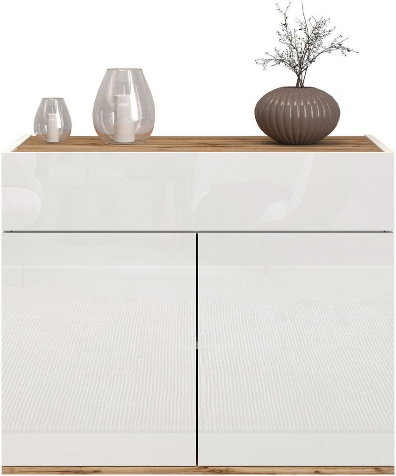 OTTO home Sideboard Garda, Kommode, Schrank, 2 Türen, 1 Schublade, Made in Italy, Hochglanzlackierte Fronten, Korpus matt, grifflos, Breite 80,9 cm – Bild 2 von 5