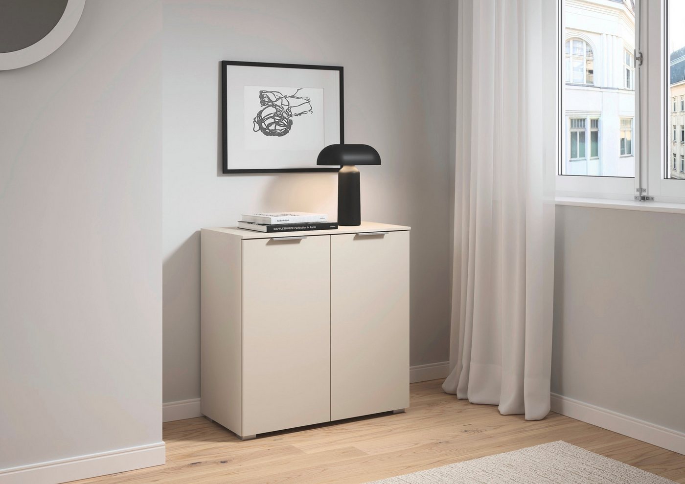 OTTO home Sideboard Highboard Sideboard Schubladenkommode Kommode Schlafzimmer ASTANA (Breite 80 cm / Höhe 81 cm, mit 2 Einlegeböden), mit 2 Türen, verstellbare – Bild 2 von 5
