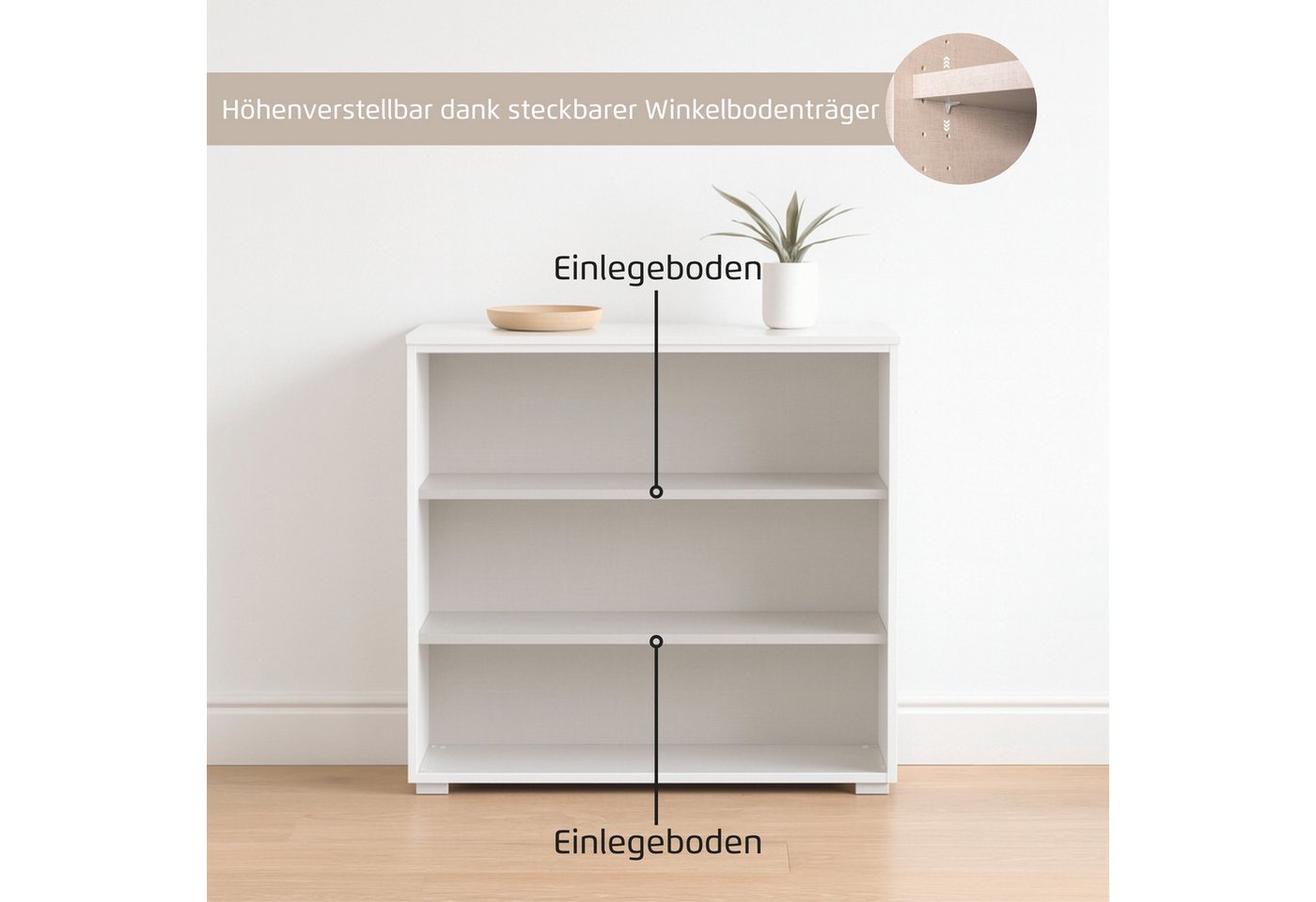 OTTO home Sideboard Highboard Sideboard Schubladenkommode Kommode Schlafzimmer ASTANA (Breite 80 cm / Höhe 81 cm, mit 2 Einlegeböden), mit 2 Türen, verstellbare – Bild 5 von 5