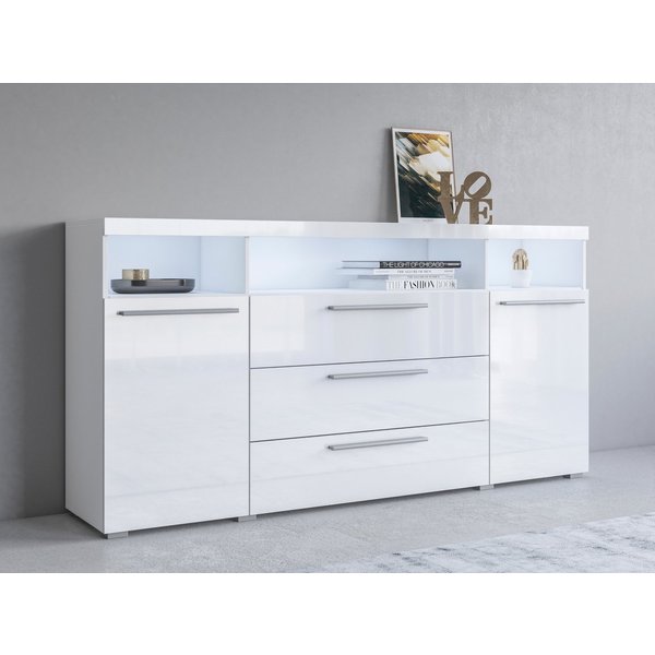 OTTO home Sideboard India,Breite 182cm moderne Anrichte 2Türen,3 Schubladen, Kombikommode, Kommode viel Stauraum, Einlegeböden verstellbar,ohne Beleuchtung