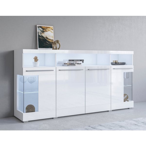 OTTO home Sideboard India,Breite 182cm, stilvolle Kommode mit Glastüren, Kombikommode viel Stauraum, Einlegeböden verstellbar,ohne Beleuchtung