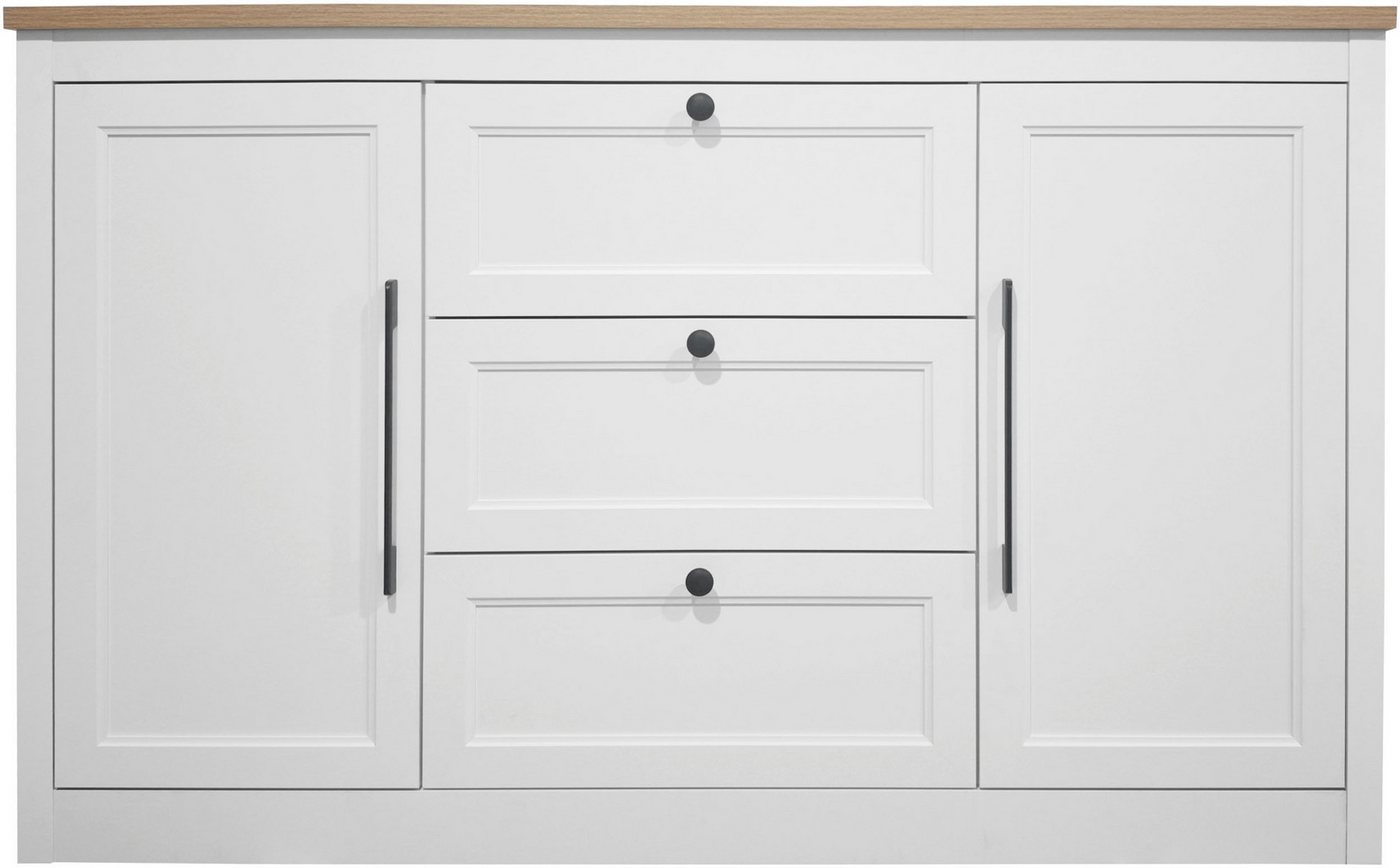 OTTO home Sideboard Ismund, aus MDF, mit Holz-Zierleiste, schwarzen Metallgriffen, Höhe 93 cm – Bild 2 von 5