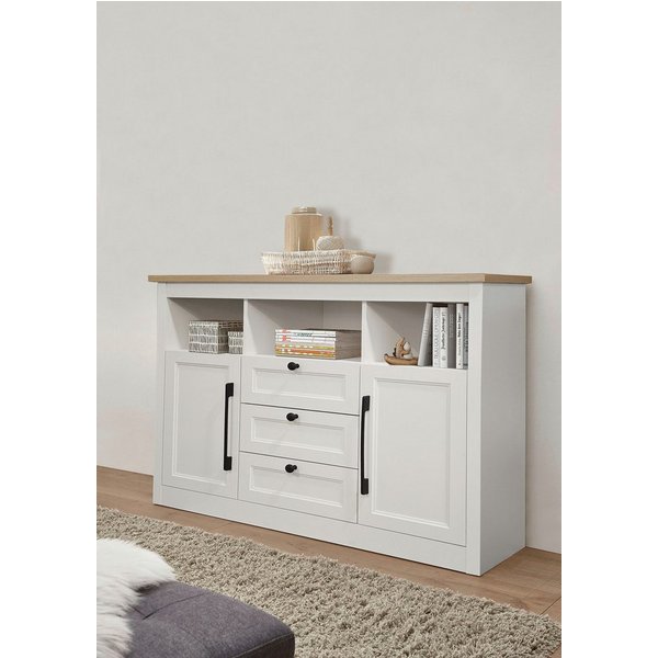OTTO home Sideboard Ismund, aus MDF, mit Holz-Zierleiste, schwarzen Metallgriffen, Höhe 95 cm
