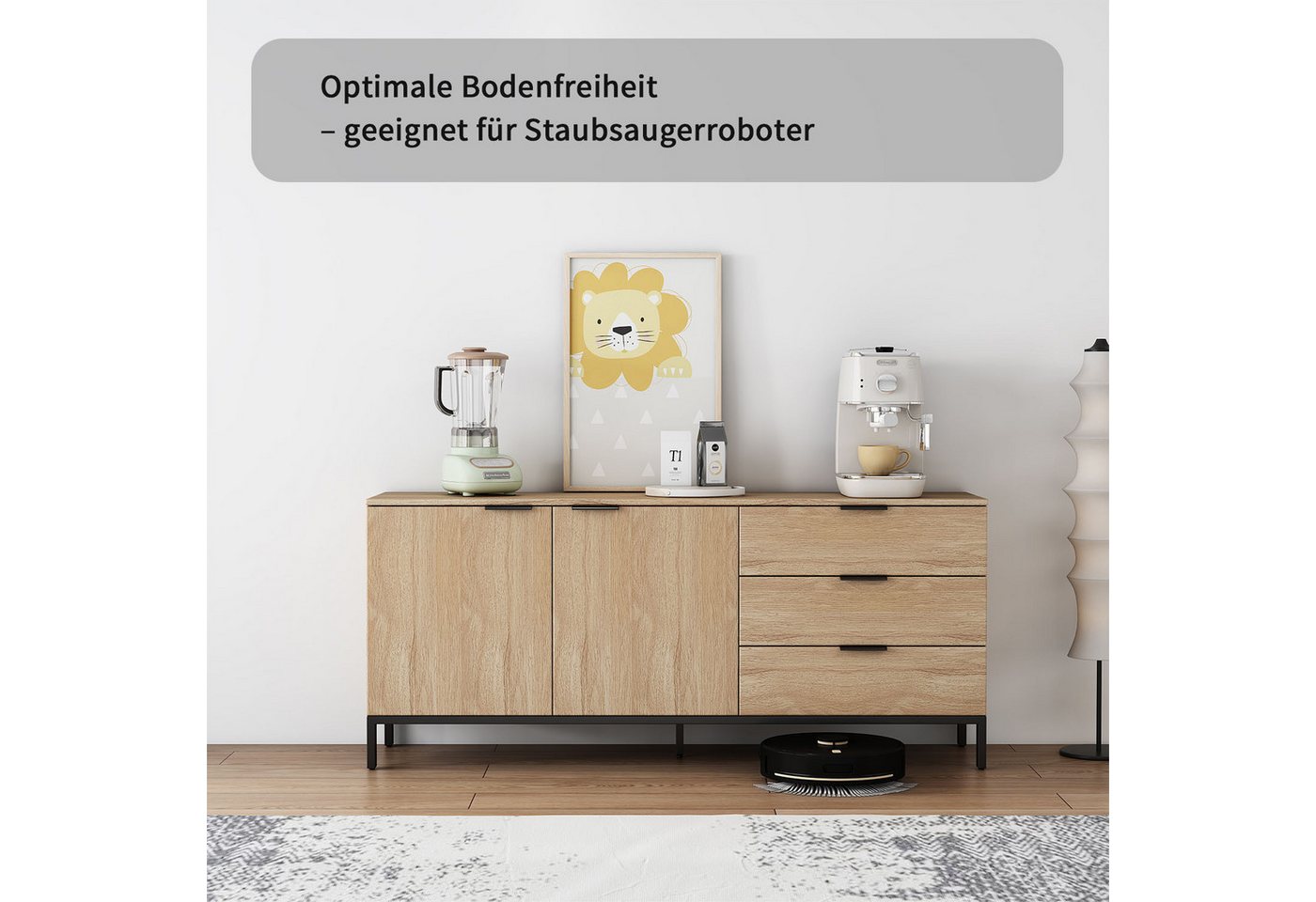 OTTO home Sideboard Jorinde, Melaminoberfläche, flexibler Stauraum und robustes Metallgestell – Bild 5 von 5