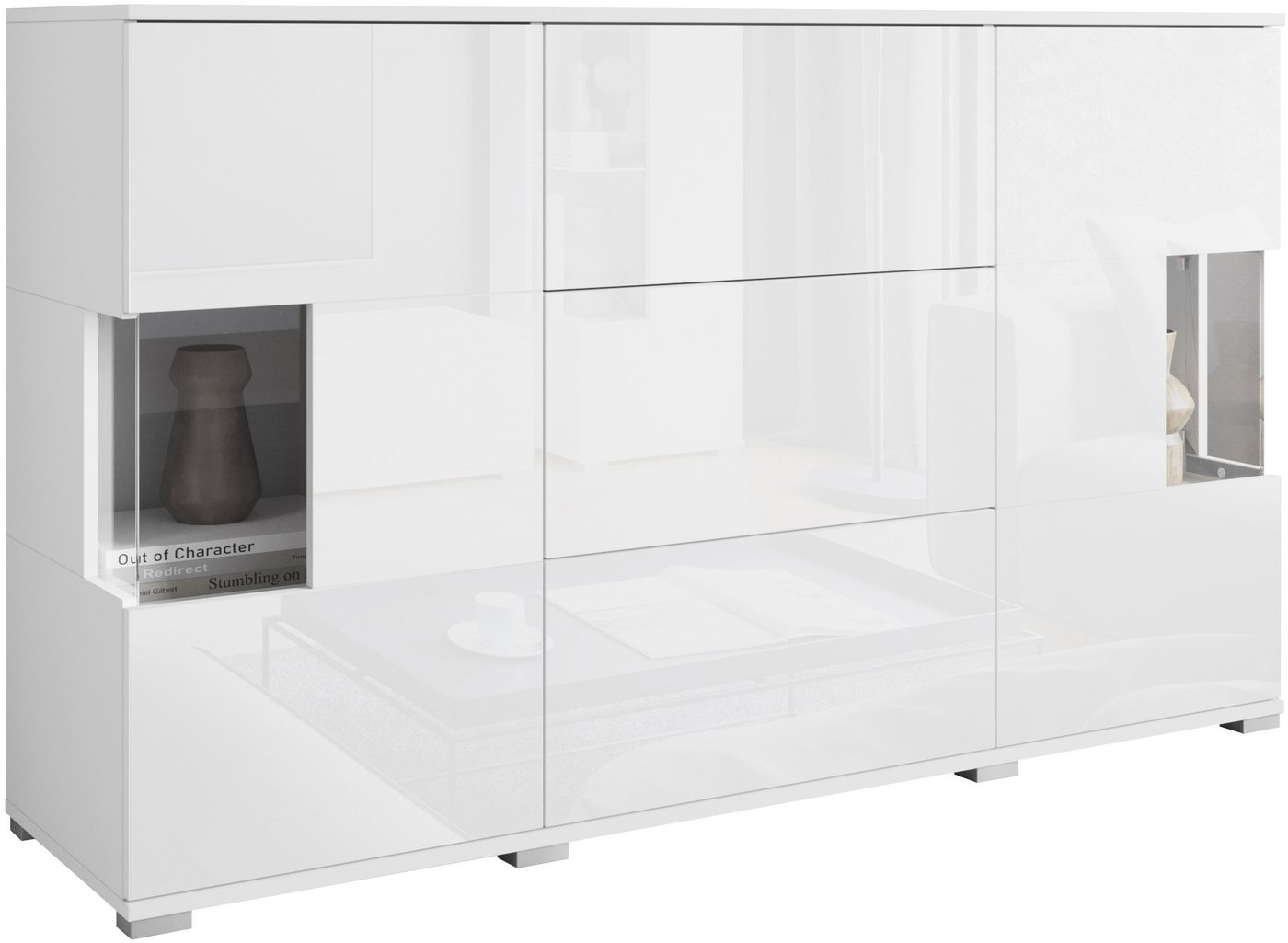 OTTO home Sideboard Kenia (1 St), Sideboard mit 3 Schubladen, 6 Fächern, Glastüren, Breite 150 cm – Bild 2 von 5
