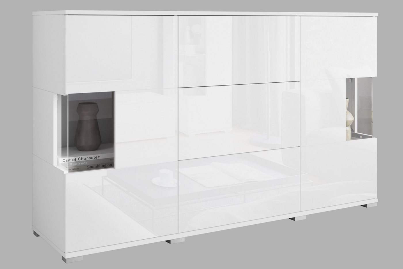 OTTO home Sideboard Kenia (1 St), Sideboard mit 3 Schubladen, 6 Fächern, Glastüren, Breite 150 cm – Bild 5 von 5