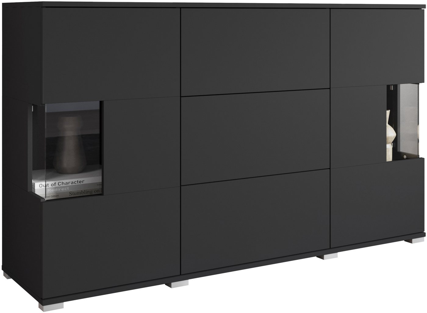 OTTO home Sideboard Kenia (1 St), Sideboard mit 3 Schubladen, 6 Fächern, Glastüren, Breite 150 cm – Bild 2 von 5