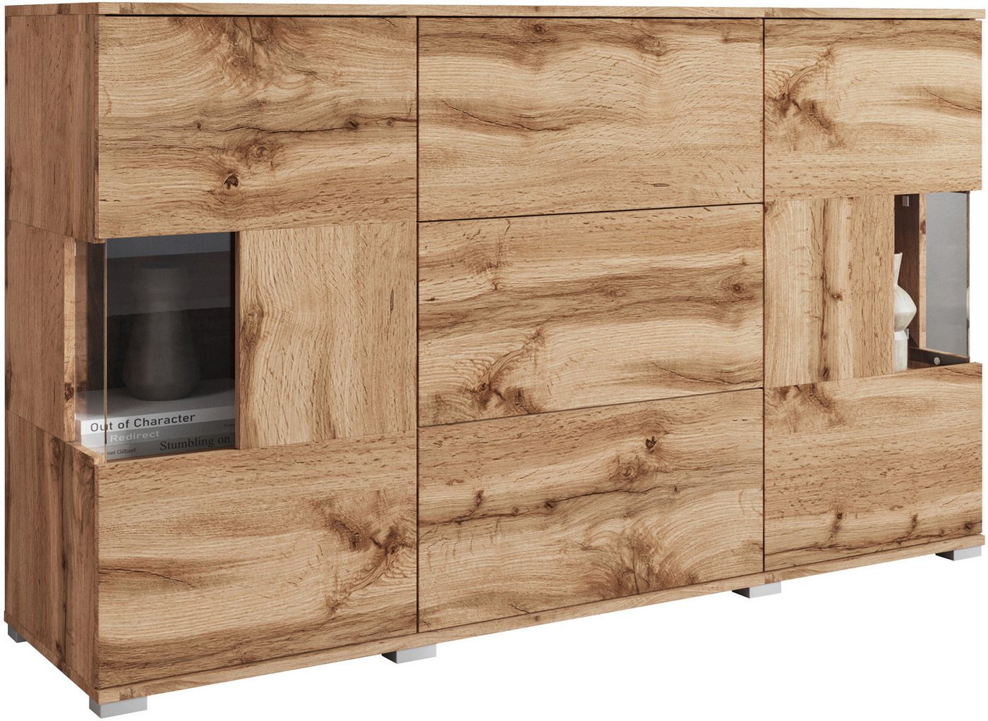 OTTO home Sideboard Kenia (1 St), Sideboard mit 3 Schubladen, 6 Fächern, Glastüren, Breite 150 cm – Bild 2 von 5