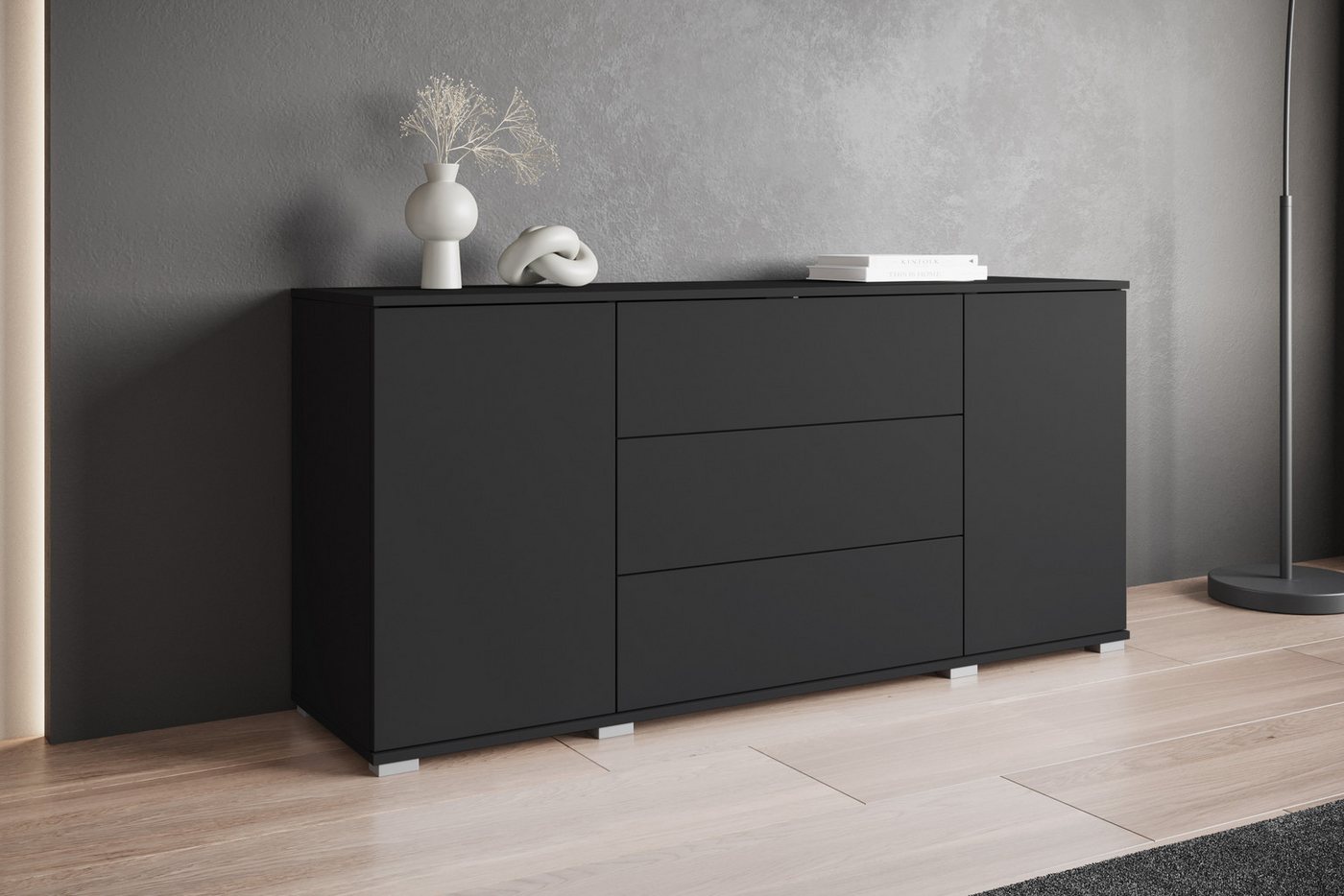 OTTO home Sideboard Kenia, Kommode für das Schlafzimmer/Wohnzimmer (1 St), Modernes Sideboard mit 3 Schubladen und 4 Fächern, Breite 150 cm – Bild 5 von 5