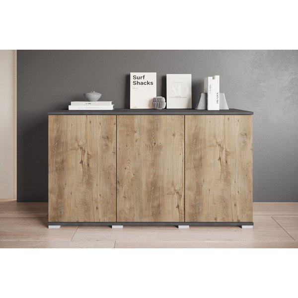 OTTO home Sideboard Kenia, moderne grifflose Kommode mit 3 Türen, Breite 120 cm (1 St), Push-to-Open-Fronten, höhenverstellbaren Einlegeböden