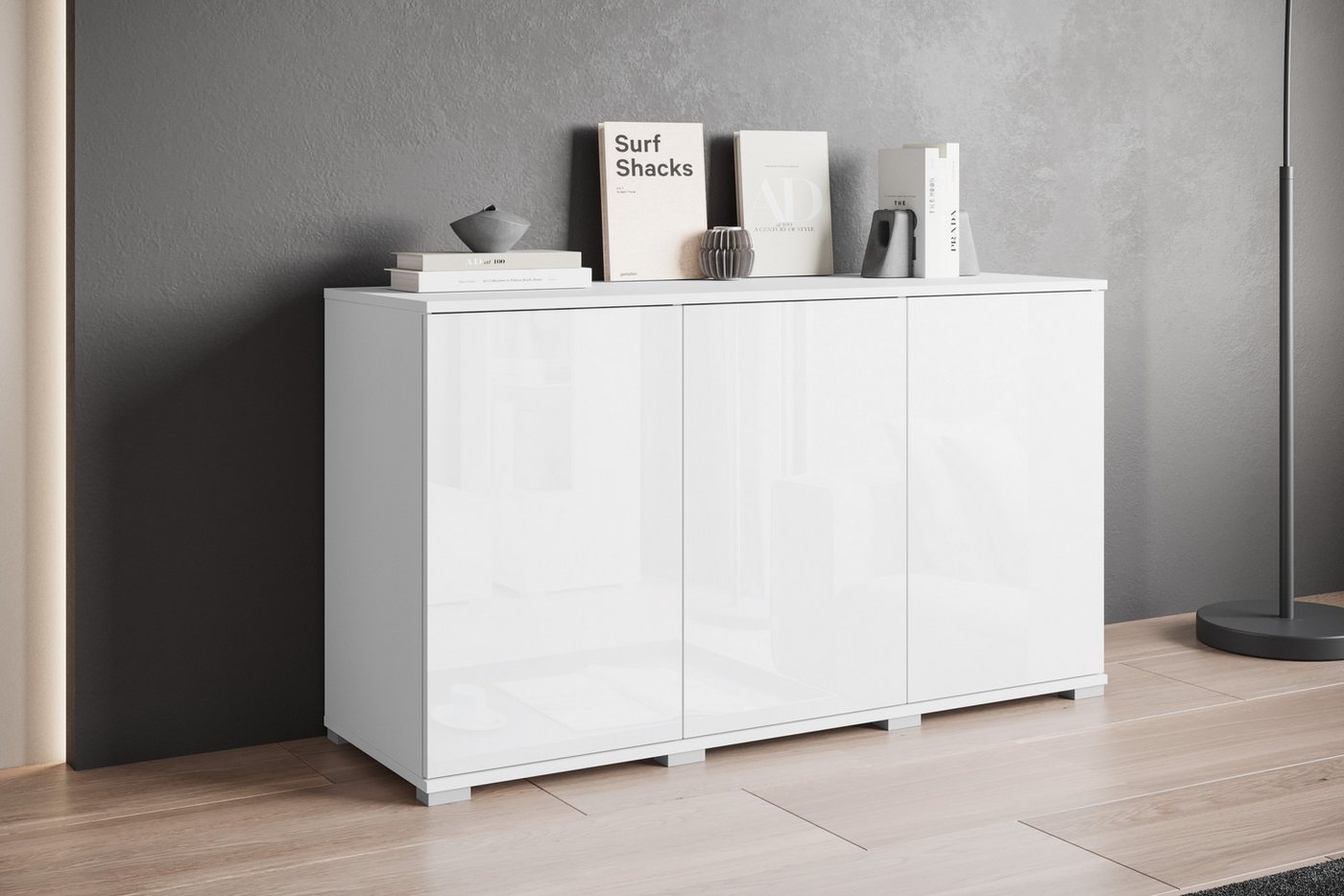 OTTO home Sideboard Kenia, moderne grifflose Kommode mit 3 Türen, Breite 120 cm (1 St), Push-to-Open-Fronten, höhenverstellbaren Einlegeböden – Bild 5 von 5