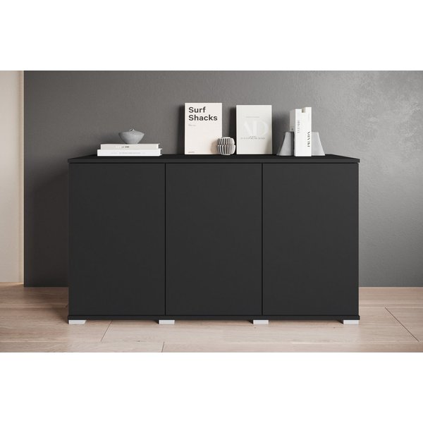 OTTO home Sideboard Kenia, moderne grifflose Kommode mit 3 Türen, Breite 120 cm (1 St), Push-to-Open-Fronten, höhenverstellbaren Einlegeböden