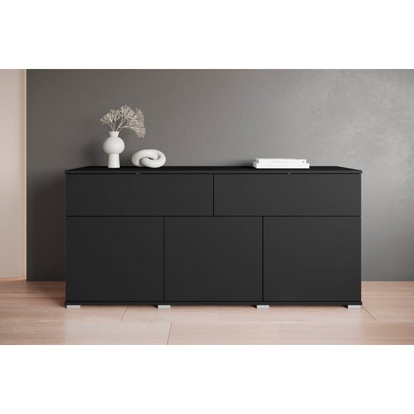 OTTO home Sideboard Kenia, Kommode mit 3 Türen und 2 Schubladen, 150 cm breit (1 St), Griffloses Design mit Push-to-Open und verstellbaren Einlegeböden