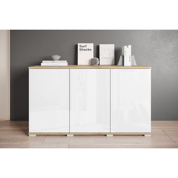 OTTO home Sideboard Kenia, moderne grifflose Kommode mit 3 Türen, Breite 120 cm (1 St), Push-to-Open-Fronten, höhenverstellbaren Einlegeböden