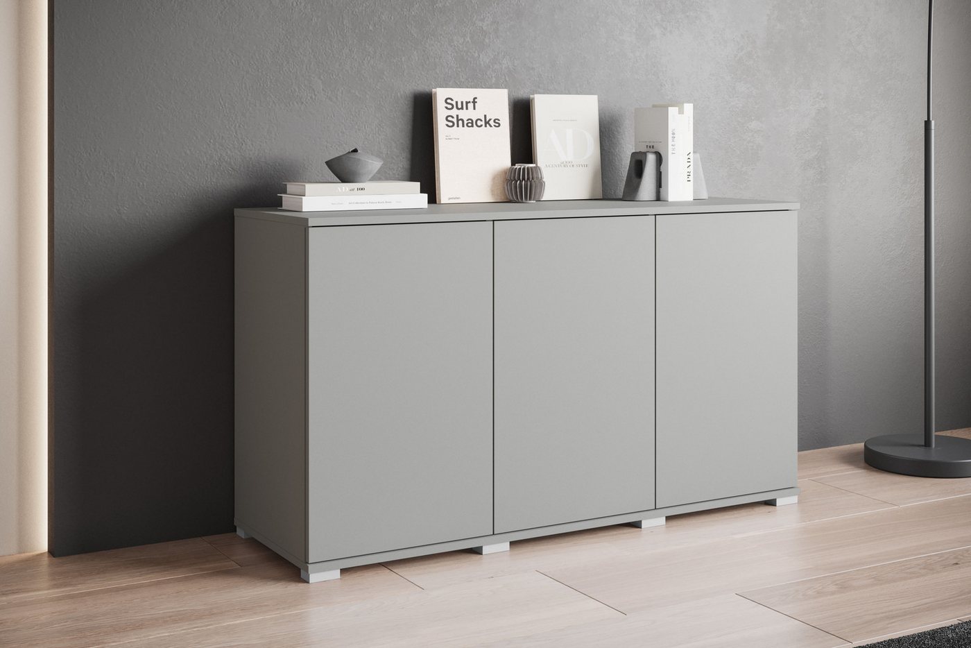 OTTO home Sideboard Kenia, moderne grifflose Kommode mit 3 Türen, Breite 120 cm (1 St), Push-to-Open-Fronten, höhenverstellbaren Einlegeböden – Bild 4 von 5