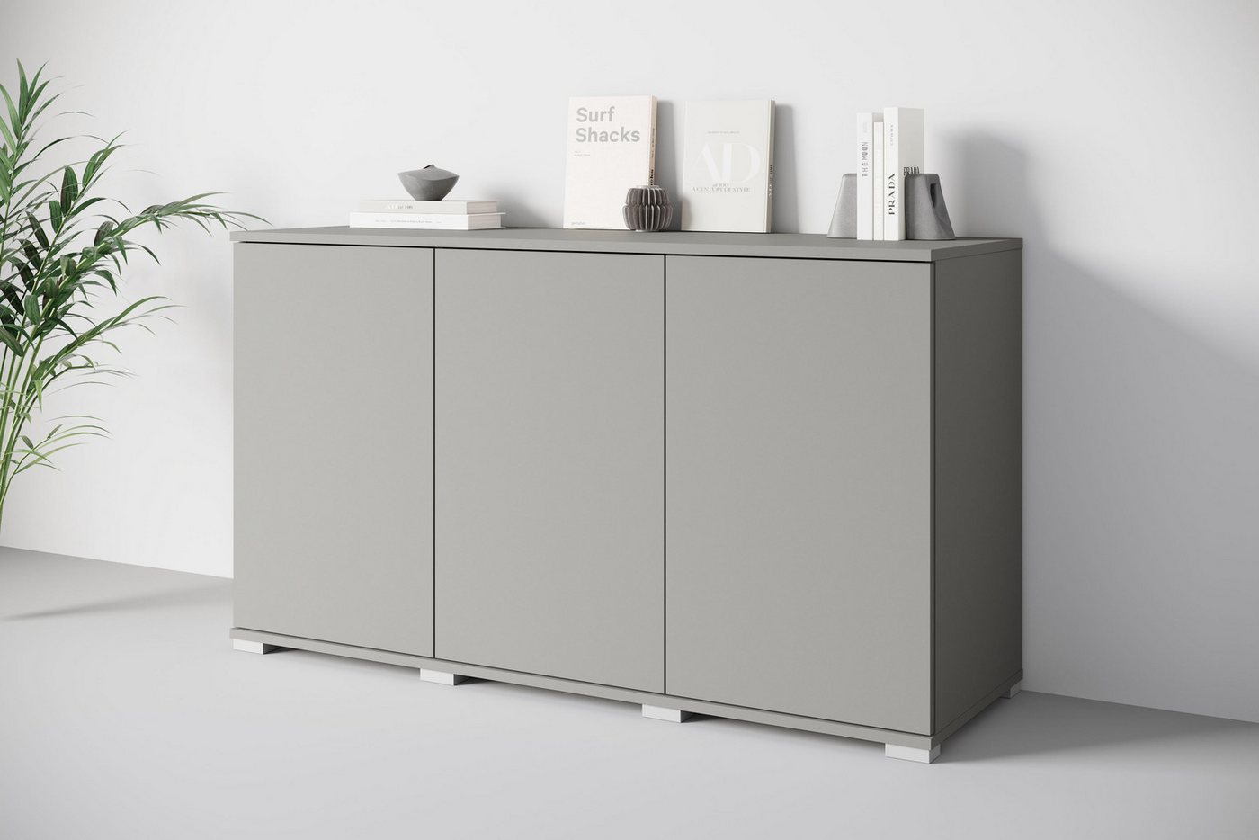 OTTO home Sideboard Kenia, moderne grifflose Kommode mit 3 Türen, Breite 120 cm (1 St), Push-to-Open-Fronten, höhenverstellbaren Einlegeböden – Bild 5 von 5