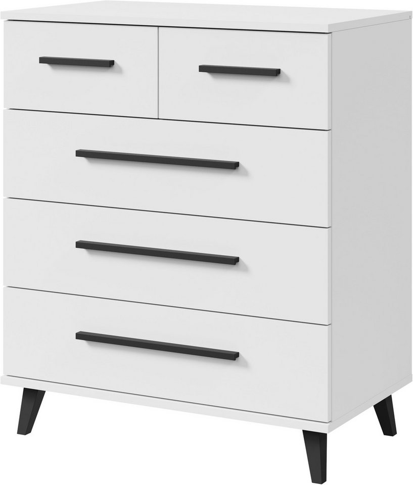 OTTO home Sideboard Lagos, Kommode, 5 Schubladen, schwarze Griffe & Füße (Wäscheschrank Bestseller in Top Qualität), modernes Design, B/T/H je 70/39,5/82,5 cm,  – Bild 2 von 5