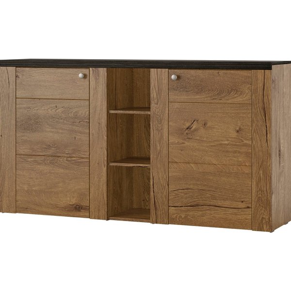 OTTO home Sideboard Larona, zeitlose Kommode mit 2 Türen, Türkommode, Breite 155 cm, Höhe 84 cm, viel Stauraum, Anrichte mit dekorativer Rahmenoptik