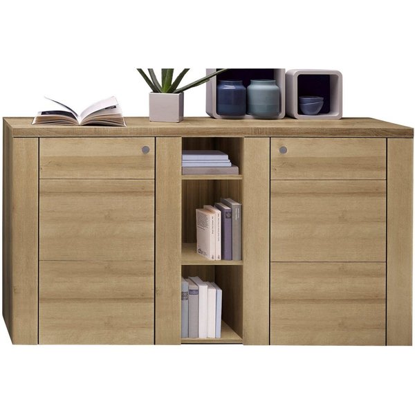 OTTO home Sideboard Larona, zeitlose Kommode mit 2 Türen, Türkommode, Breite 155 cm, Höhe 84 cm, viel Stauraum, Anrichte mit dekorativer Rahmenoptik