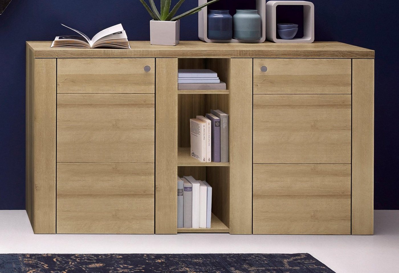 OTTO home Sideboard Larona, zeitlose Kommode mit 2 Türen, Türkommode, Breite 155 cm, Höhe 84 cm, viel Stauraum, Anrichte mit dekorativer Rahmenoptik – Bild 2 von 5