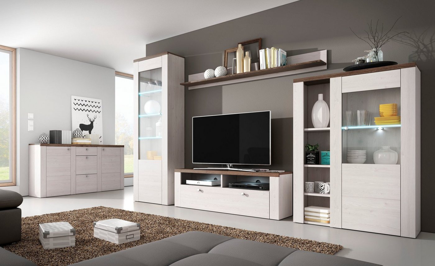 OTTO home Sideboard Larona, zeitlose Kommode mit 2 Türen, 3 Schubkästen, Türkommode, Höhe 84 cm, viel Stauraum, Anrichte mit dekorativer Rahmenoptik – Bild 2 von 5