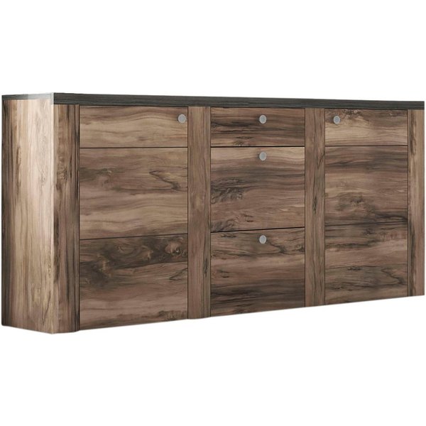 OTTO home Sideboard Larona, zeitlose Kommode mit 2 Türen, 3 Schubkästen, Türkommode, Höhe 84 cm, viel Stauraum, Anrichte mit dekorativer Rahmenoptik
