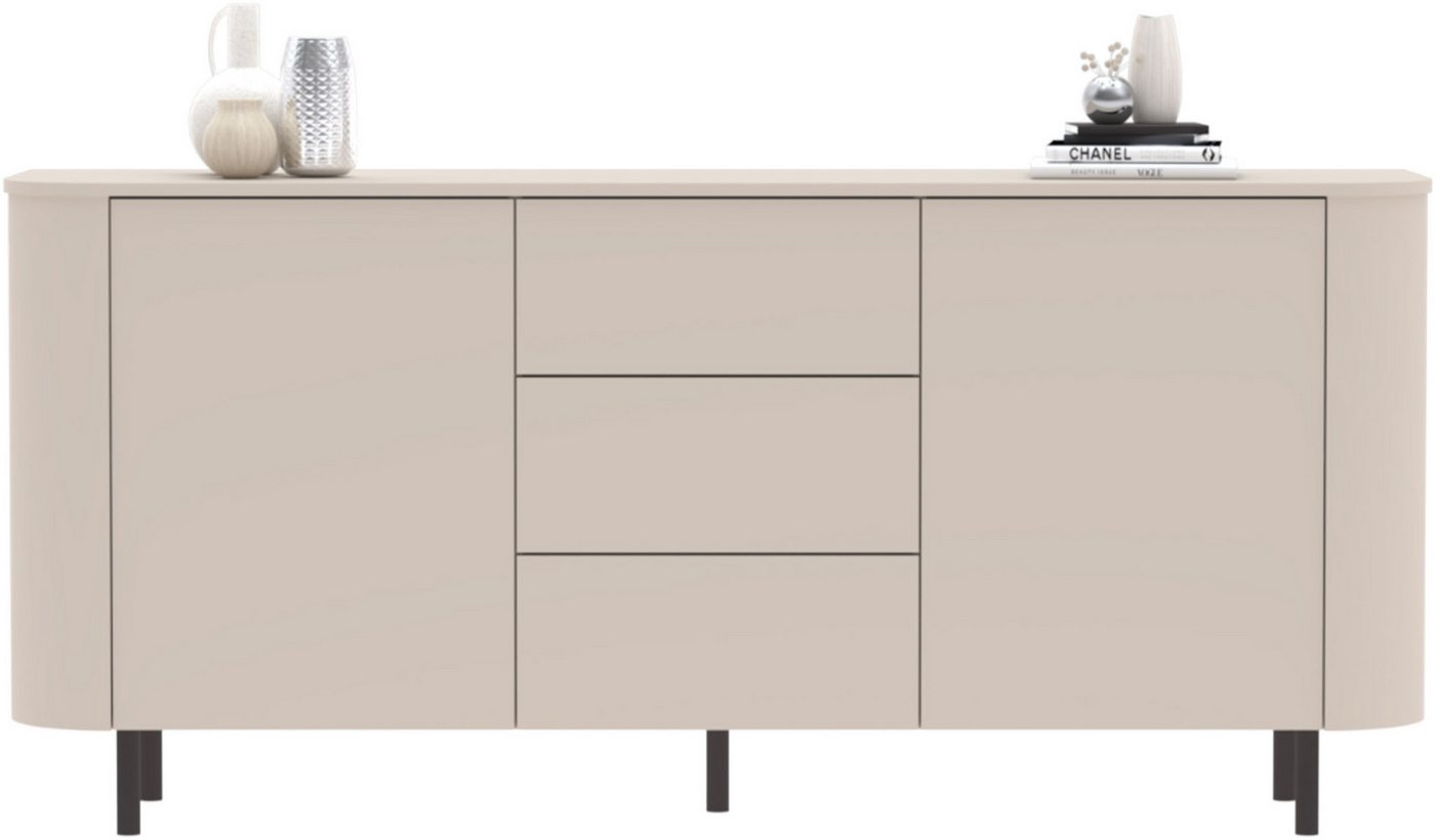 OTTO home Sideboard Lido, 181 cm breit, 2 Türen, 3 Schubkästen, Kommode, Stauraumschrank, Formgebogenes MDF, Stirnseiten mit Rundung, Push-to-open, Metallfüße – Bild 2 von 5