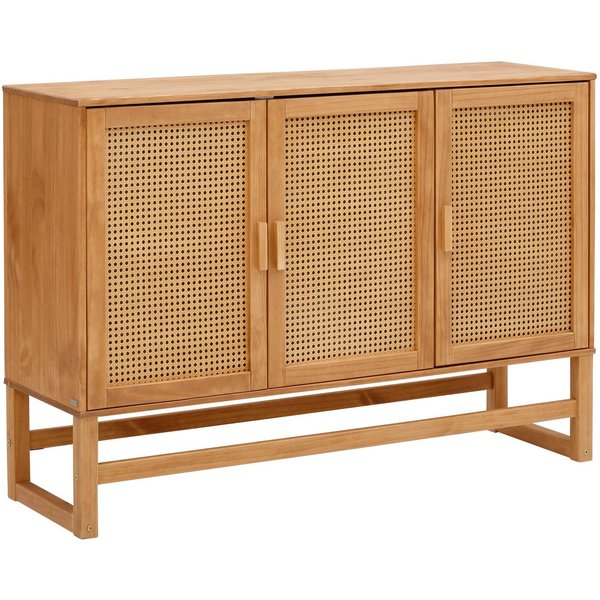 OTTO home Sideboard Linz, Kommode mit Rattangeflecht auf den Türfronten, aus Massivholz