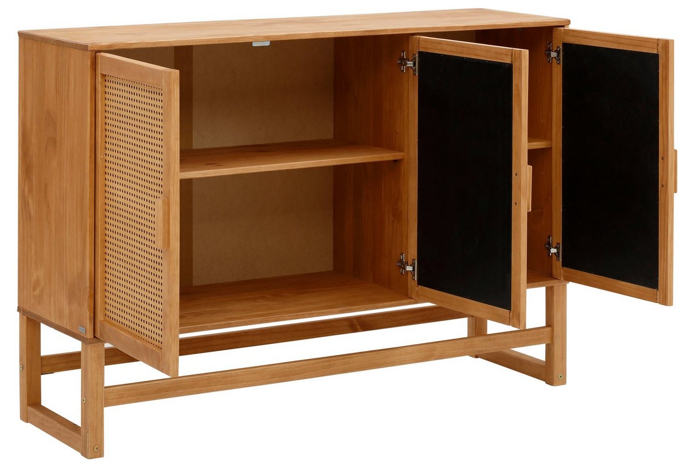 OTTO home Sideboard Linz, Kommode mit Rattangeflecht auf den Türfronten, aus Massivholz – Bild 4 von 5