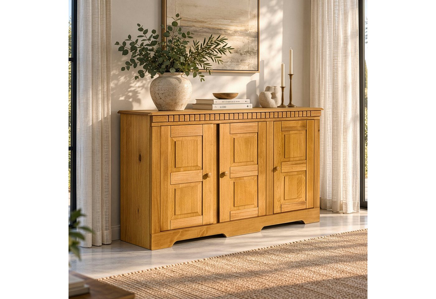 OTTO home Sideboard Lisa, Kommode aus massivem Kiefernholz, Breite 158,5 cm – Bild 5 von 5