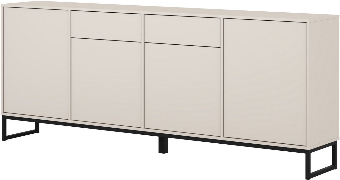OTTO home Sideboard Loft, Breite 208,5 cm, grifflose Kommode 4 Türen/2 Schubkästen., Schubladenschrank mit viel Stauraum, Einlegeböden verstellbar – Bild 2 von 5
