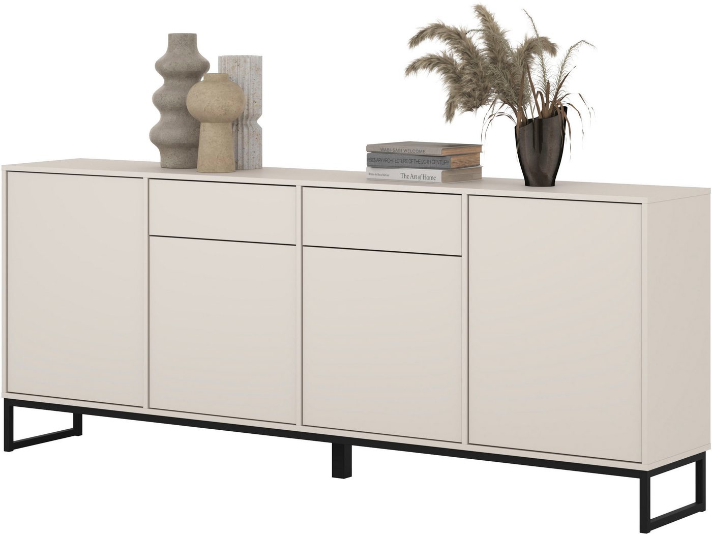 OTTO home Sideboard Loft, Breite 208,5 cm, grifflose Kommode 4 Türen/2 Schubkästen., Schubladenschrank mit viel Stauraum, Einlegeböden verstellbar – Bild 5 von 5