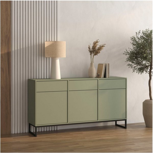 OTTO home Sideboard Loft, Breite 157 cm, grifflose Kommode 3 Türen/3 Schubkästen., Schubladenschrank mit viel Stauraum, Einlegeböden verstellbar