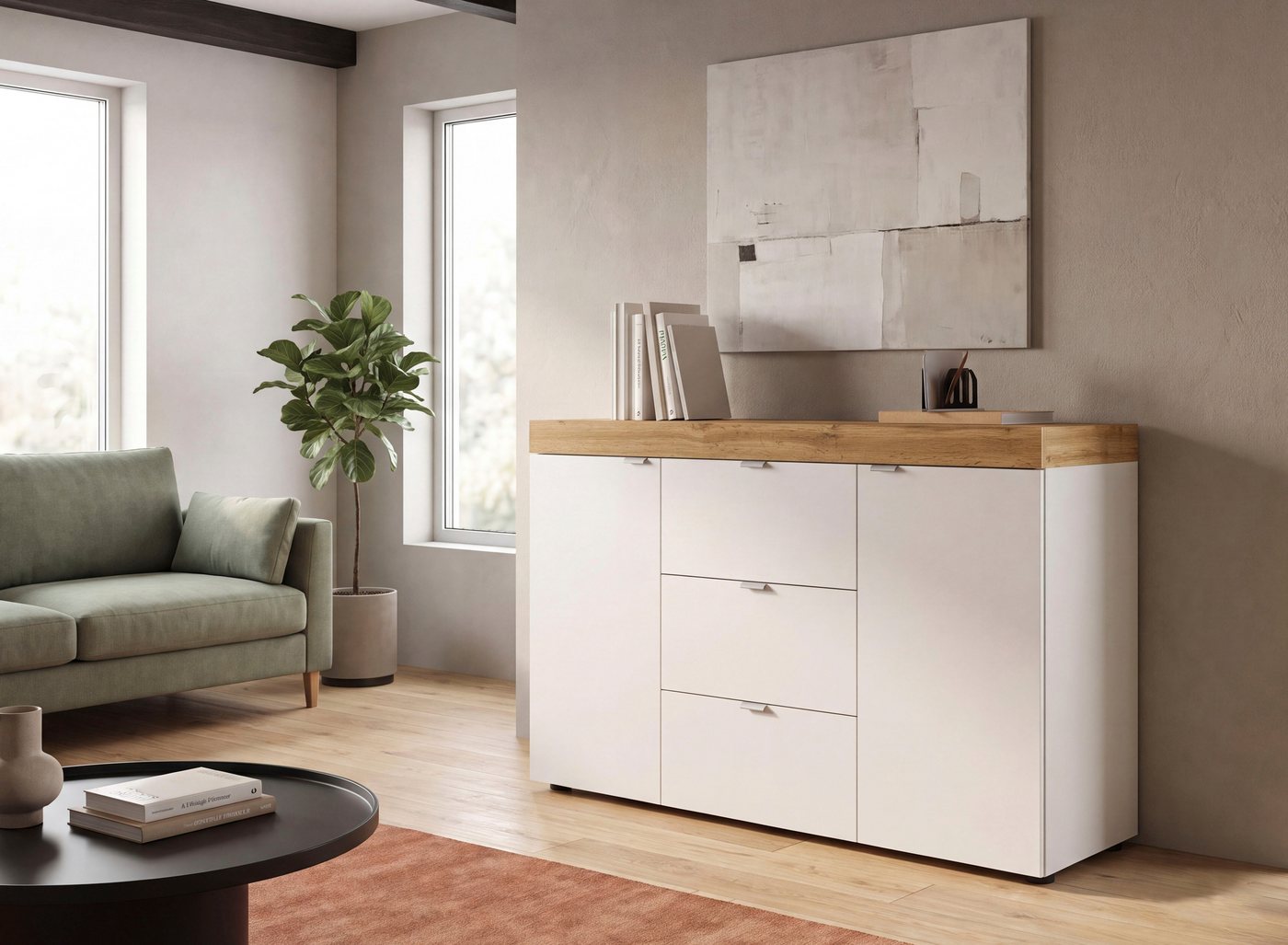 OTTO home Sideboard MAMBO II, Breite 125 cm, 2 Türen, 3 Schubkästen (1 St., 2-farbige Ausführung, in verschiedenen modernen Trendfarben erhältlich), Sideboard,  – Bild 2 von 5