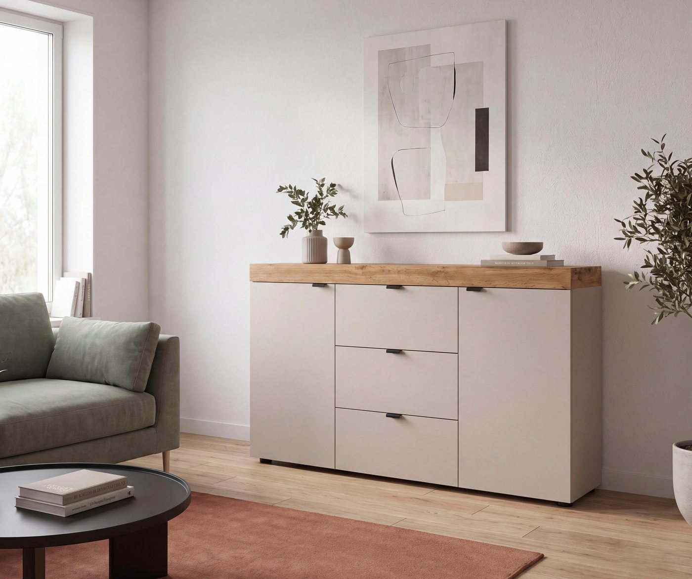 OTTO home Sideboard MAMBO II, Breite 125 cm, 2 Türen, 3 Schubkästen (1 St., 2-farbige Ausführung, in verschiedenen modernen Trendfarben erhältlich), Sideboard,  – Bild 2 von 5