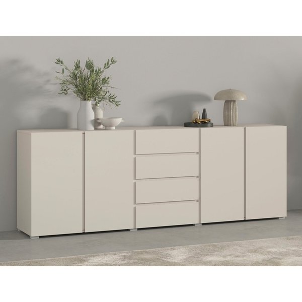OTTO home Sideboard Metric,Breite 222 cm, grifflose Kommode 4 Türen/4 Schubkästen, Schubladenschrank mit viel Stauraum, Einlegeböden verstellbar