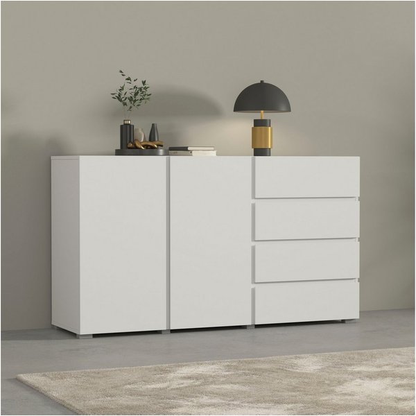 OTTO home Sideboard Metric,Breite 138 cm, grifflose Kommode 2 Türen/4 Schubkästen, Schubladenschrank mit viel Stauraum, Einlegeböden verstellbar